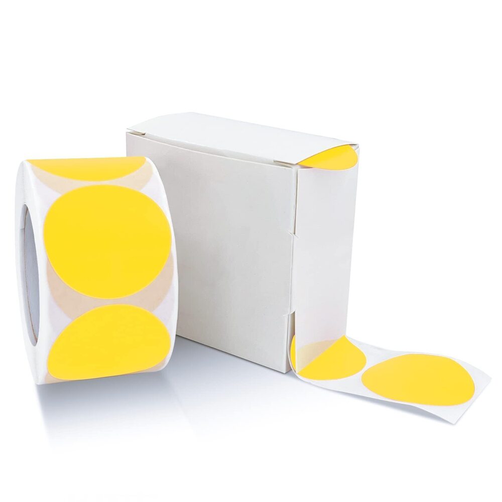 7534 Round Stickers Yellow 1.5 Inch Circle Labels with Dispenser Box Color